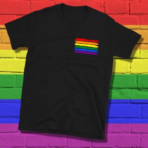 Tops - Rainbow Pocket Pride Shirt, Pride Month Shirt, LGBT Flag T-Shirt